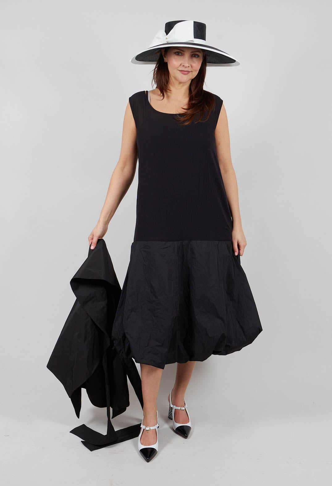 Bubble Peplum Dress in Black