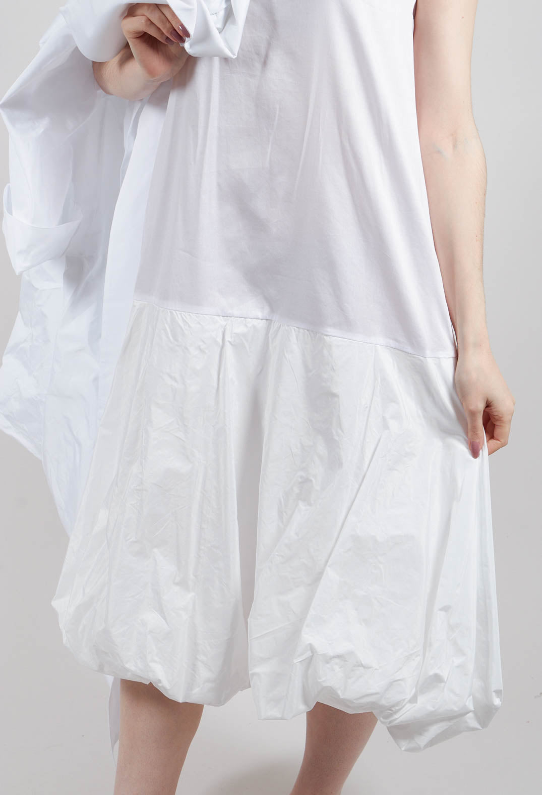 Bubble Peplum Dress in White