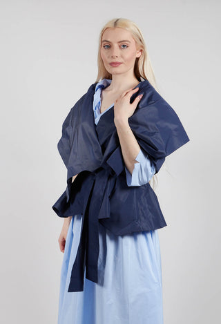 Belted Jacket in Navy Blue