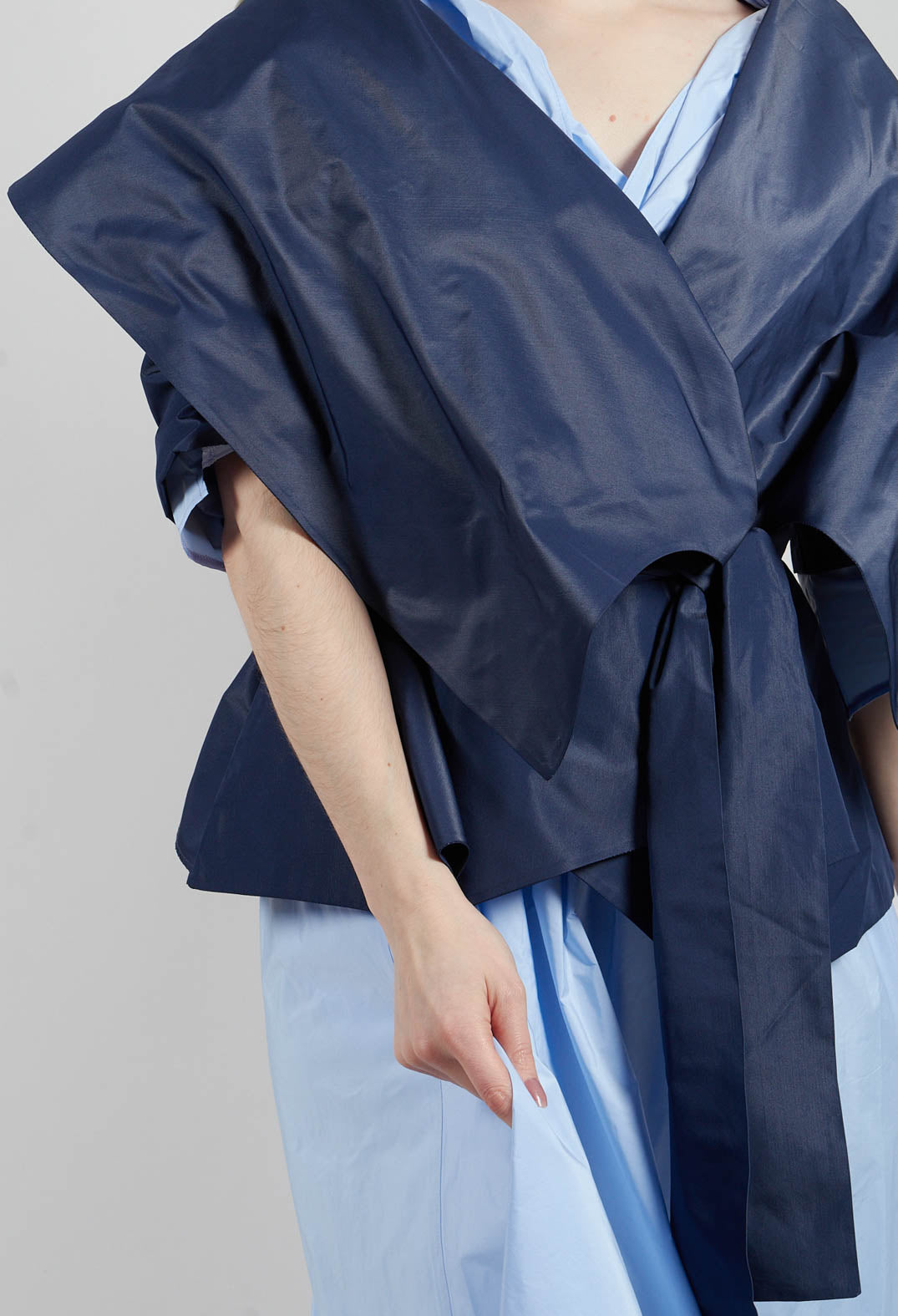 Belted Jacket in Navy Blue