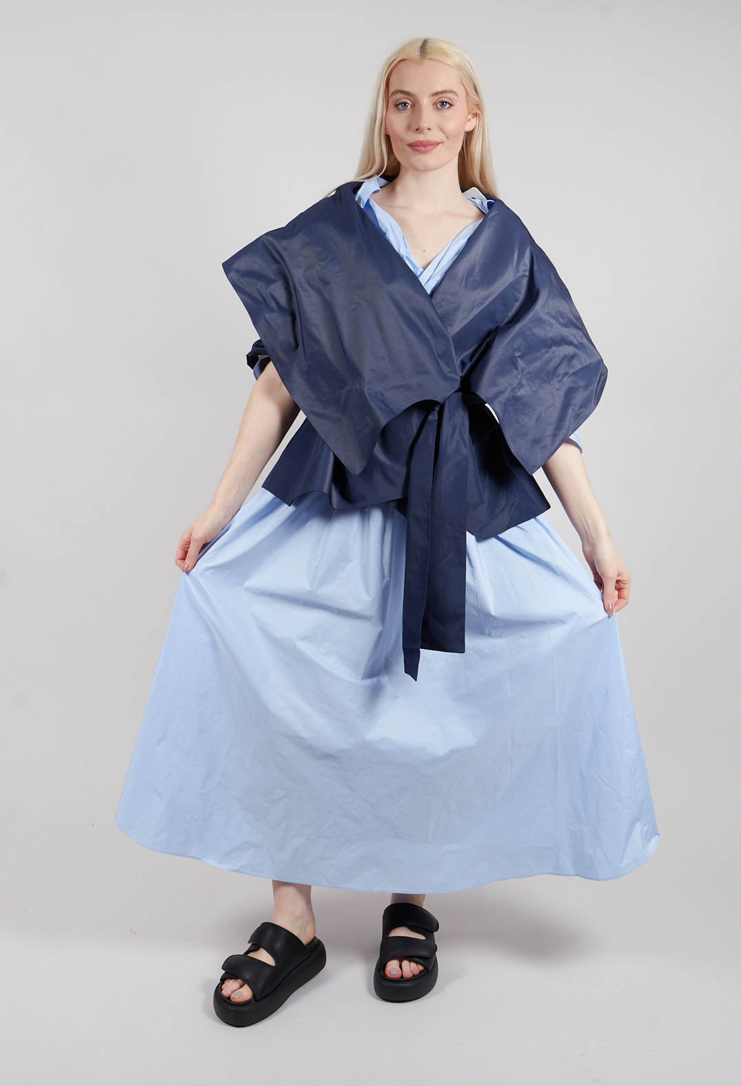 Belted Jacket in Navy Blue