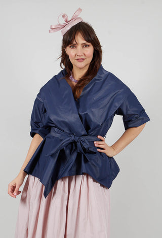Belted Jacket in Navy Blue