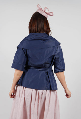 Belted Jacket in Navy Blue