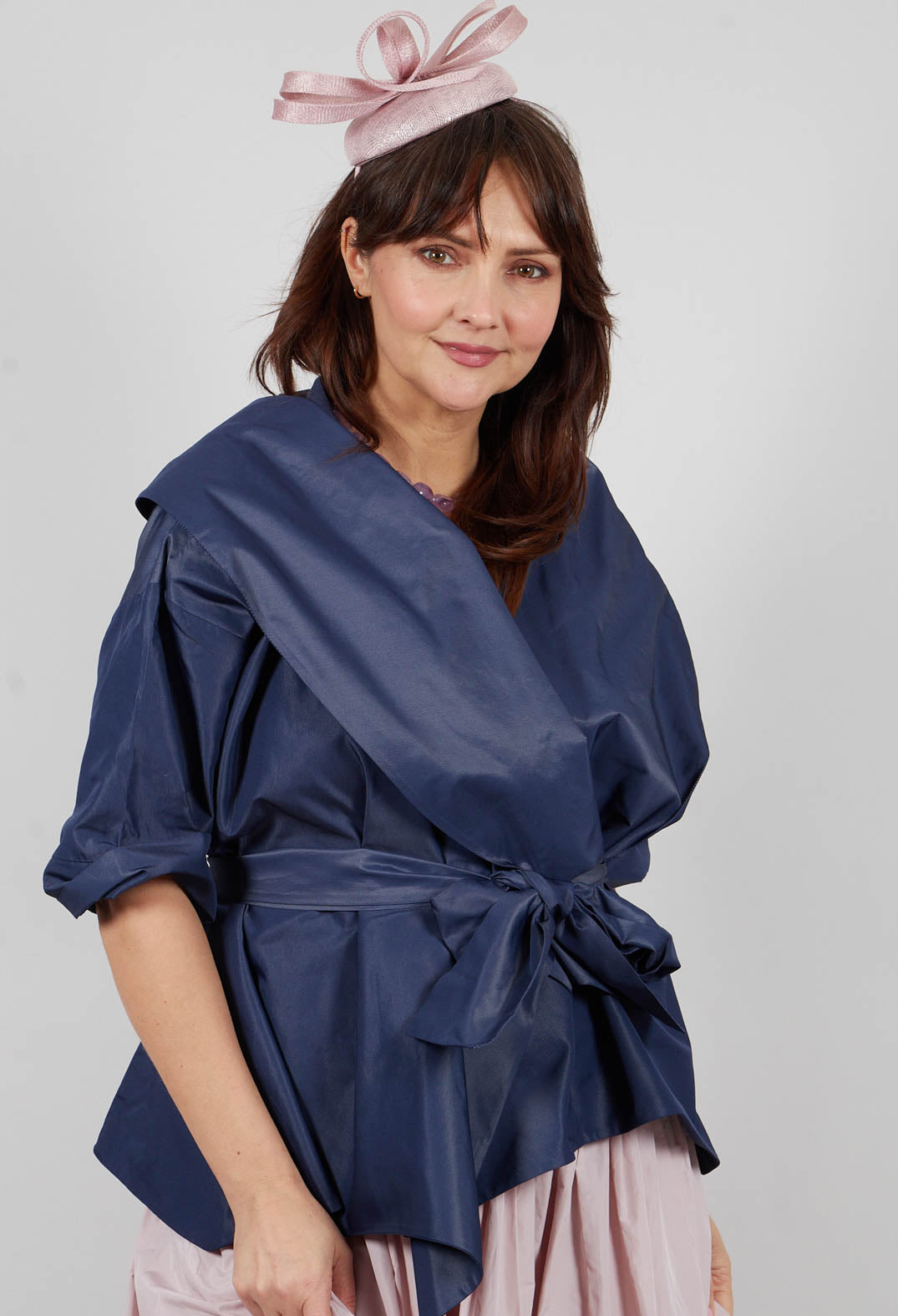 Belted Jacket in Navy Blue