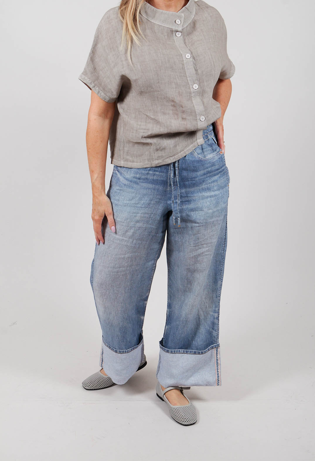 Rundu Up Pants in Blue Denim