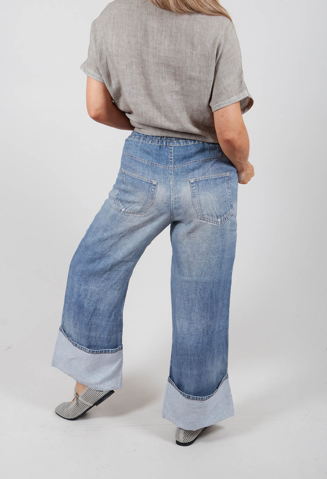 Rundu Up Pants in Blue Denim
