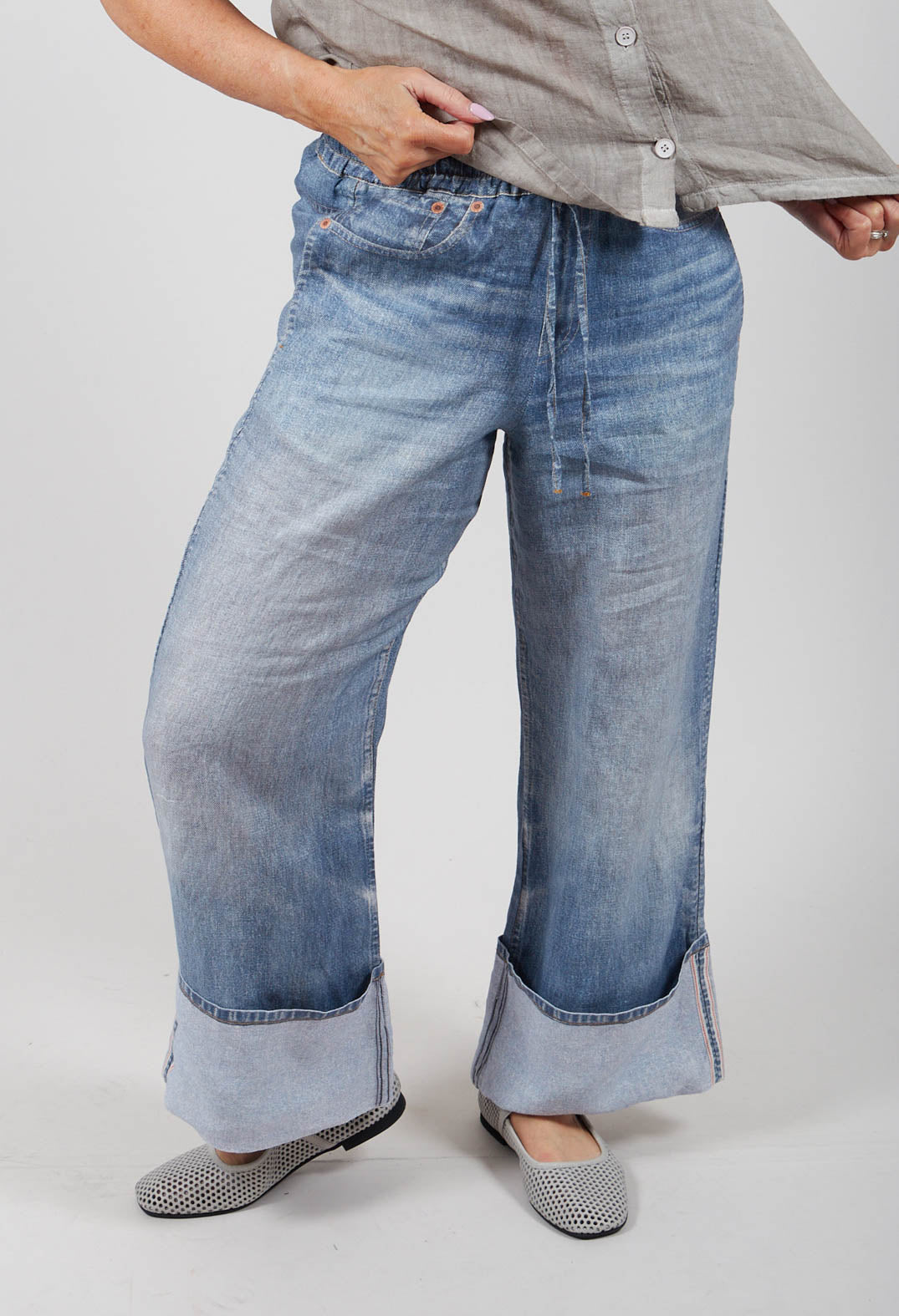 Rundu Up Pants in Blue Denim