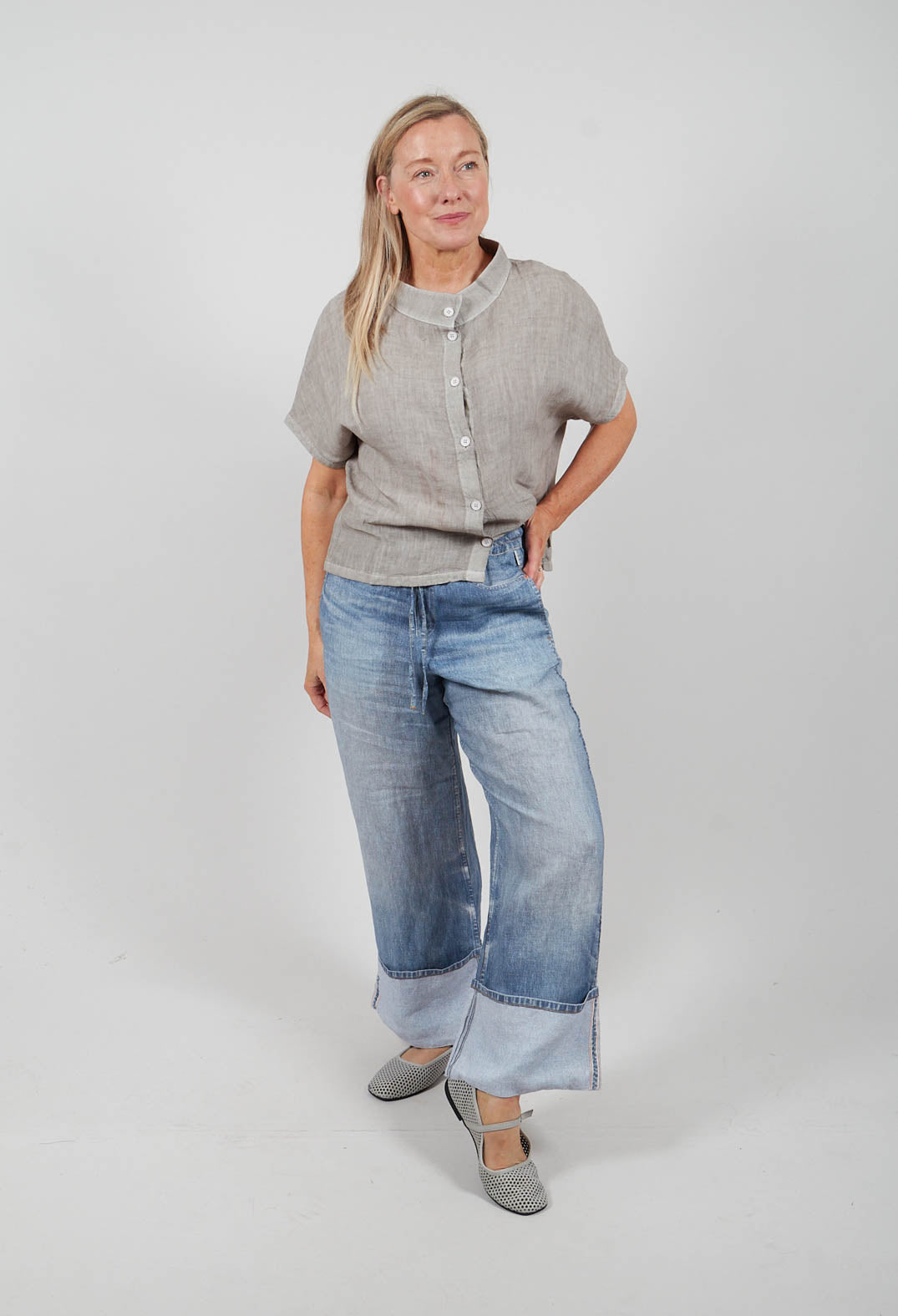 Rundu Up Pants in Blue Denim