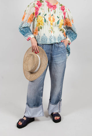 Rundu Up Pants in Blue Denim