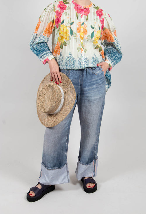 Rundu Up Pants in Blue Denim