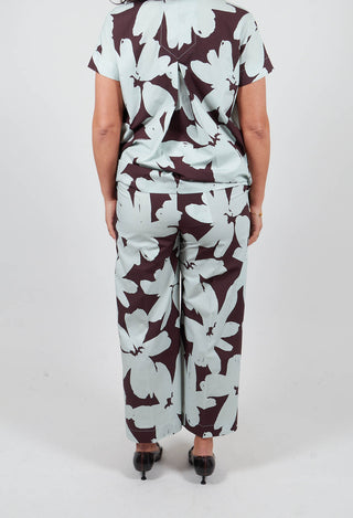 Straight Leg Trousers in Stampa Moka and Menta