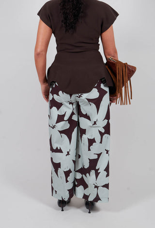 Straight Leg Trousers in Stampa Moka and Menta