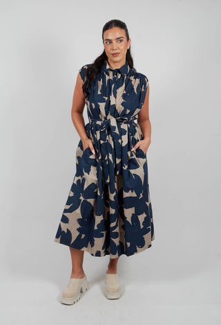 Sleeveless Shirt Dress in Stampa Corda and Comet