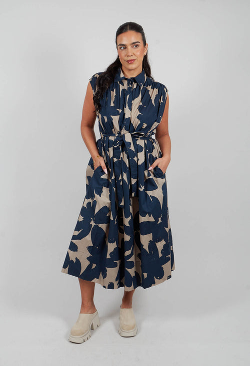 Sleeveless Shirt Dress in Stampa Corda and Comet