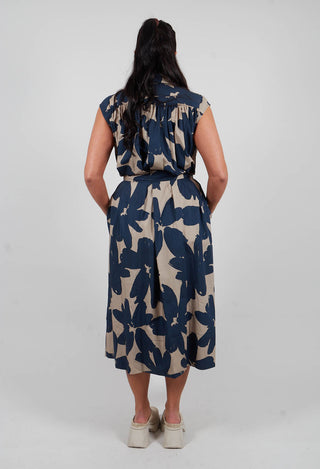 Sleeveless Shirt Dress in Stampa Corda and Comet