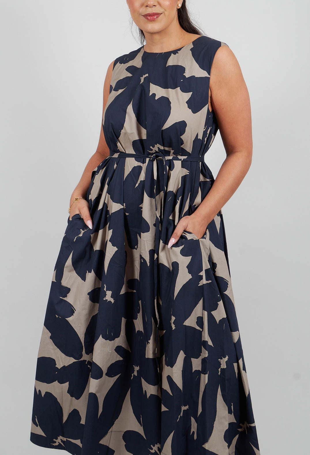 Belted Dress in Stampa Corda and Comet