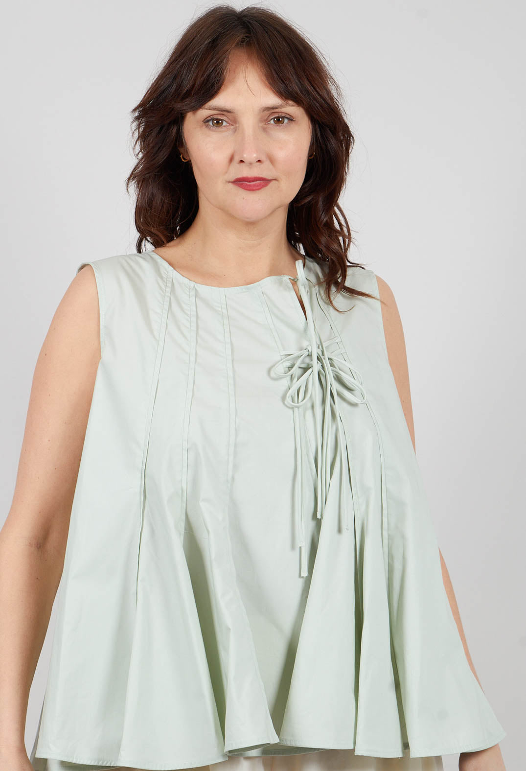 Pleated Tie Top in Menta