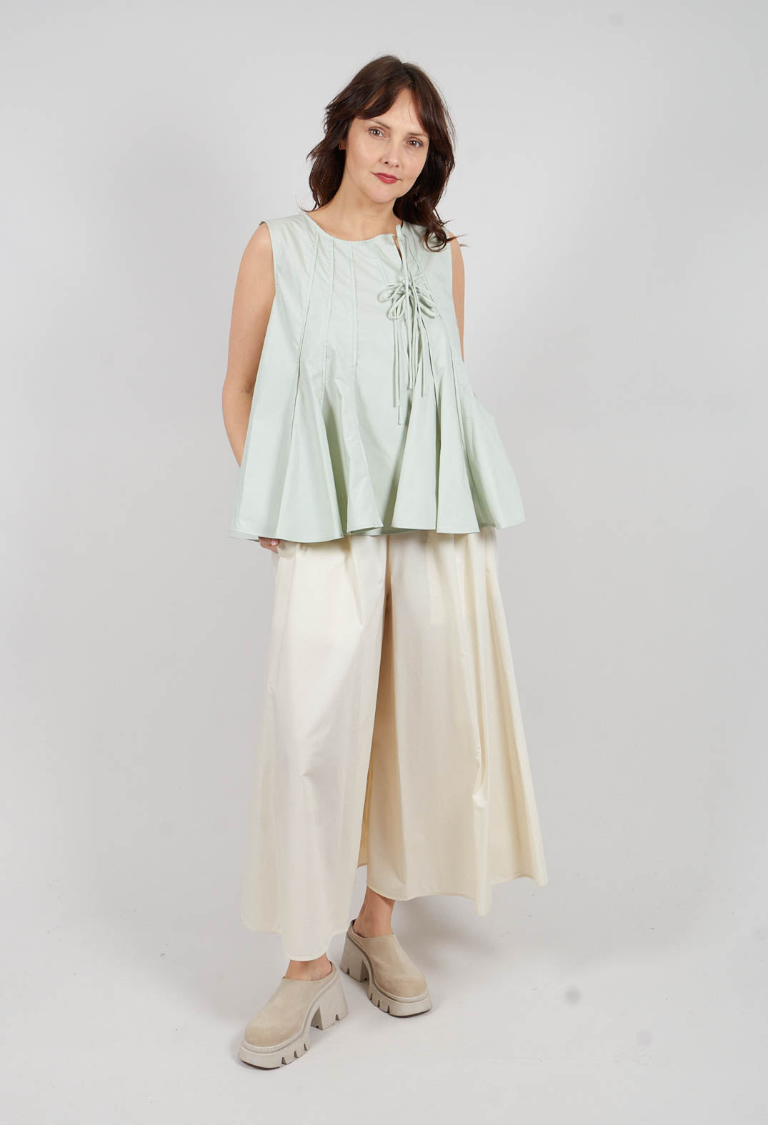 Pleated Tie Top in Menta