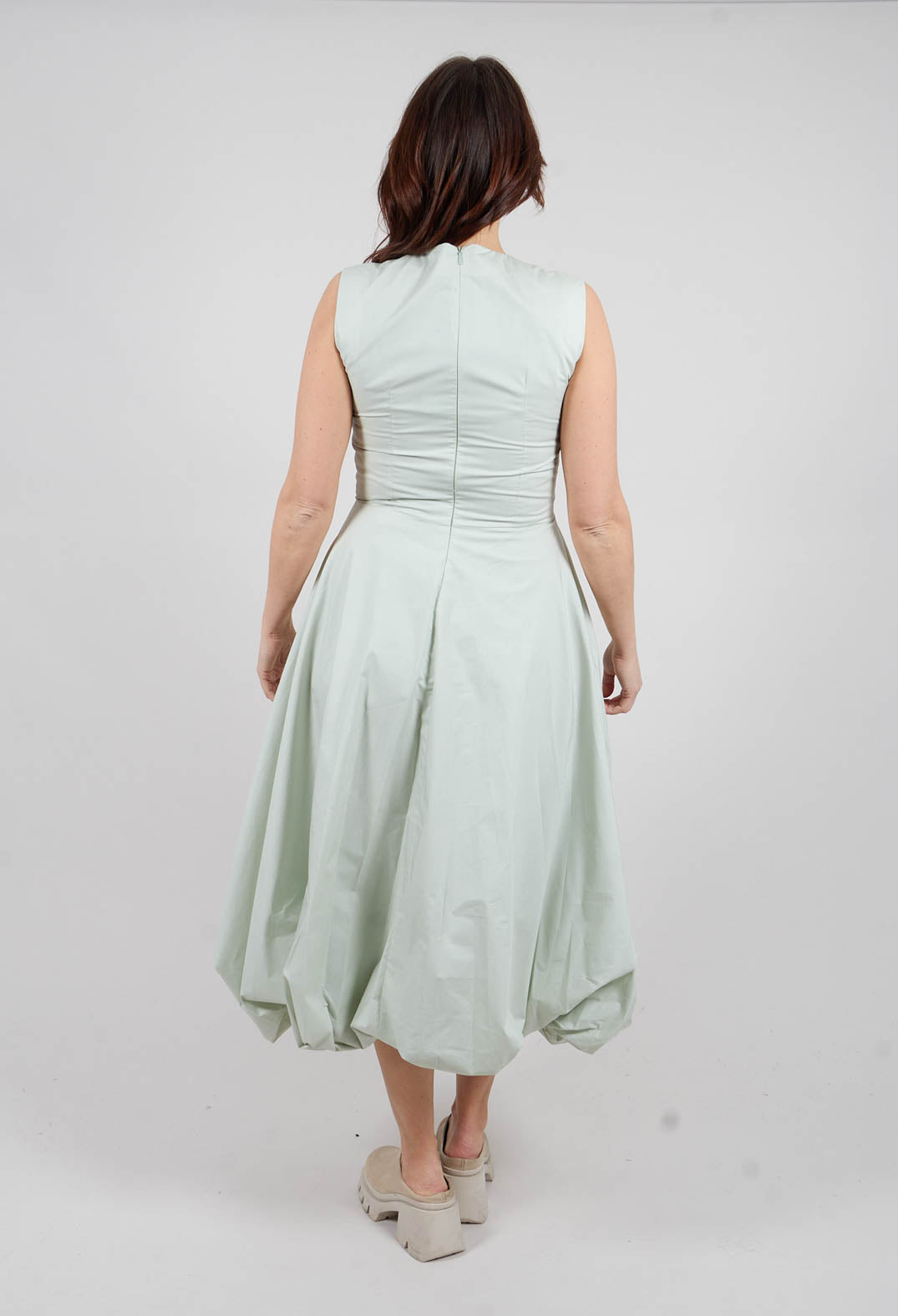Midi Bubble Hem Dress in Menta