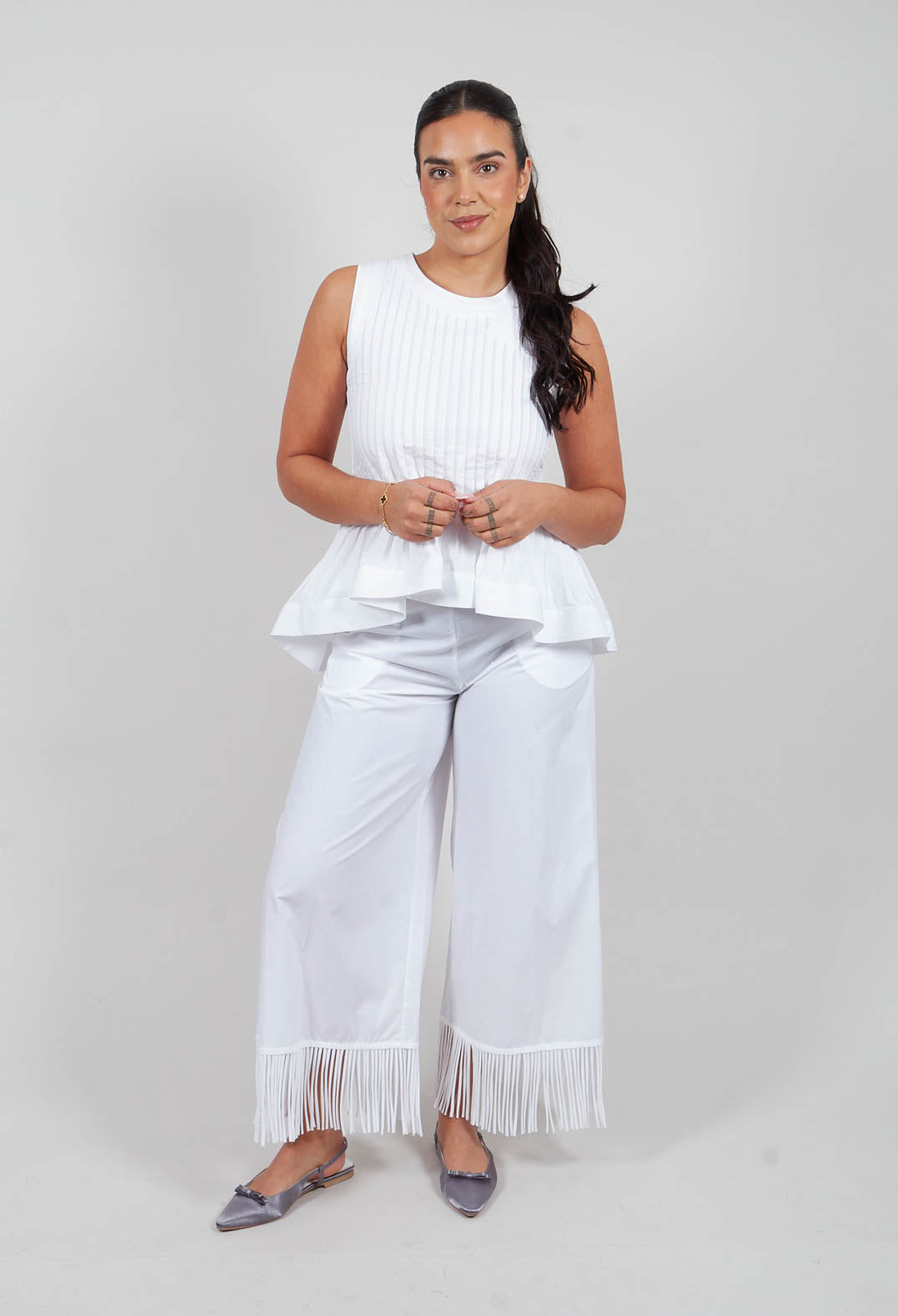 Pleated Top in Off White