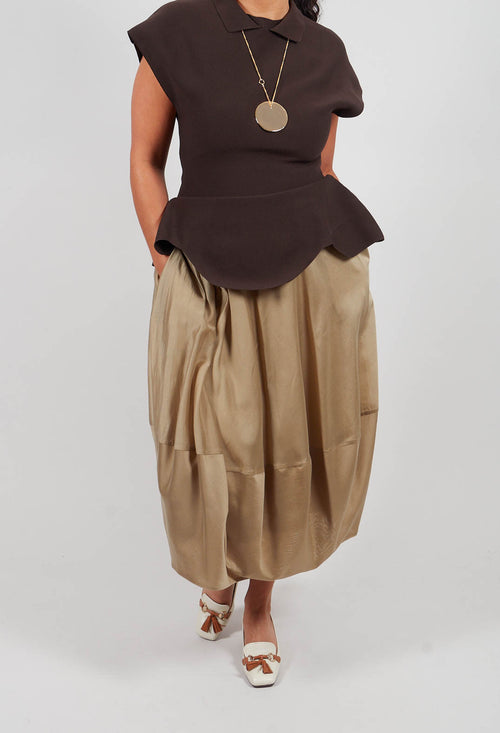Pull On Midi Skirt in Beige