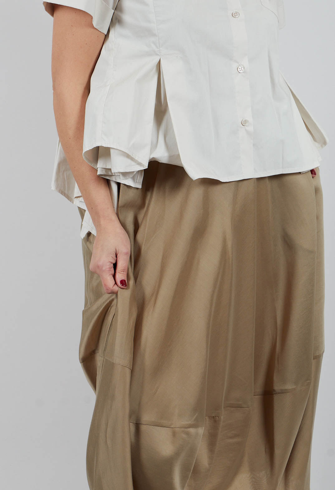 Pull On Midi Skirt in Beige