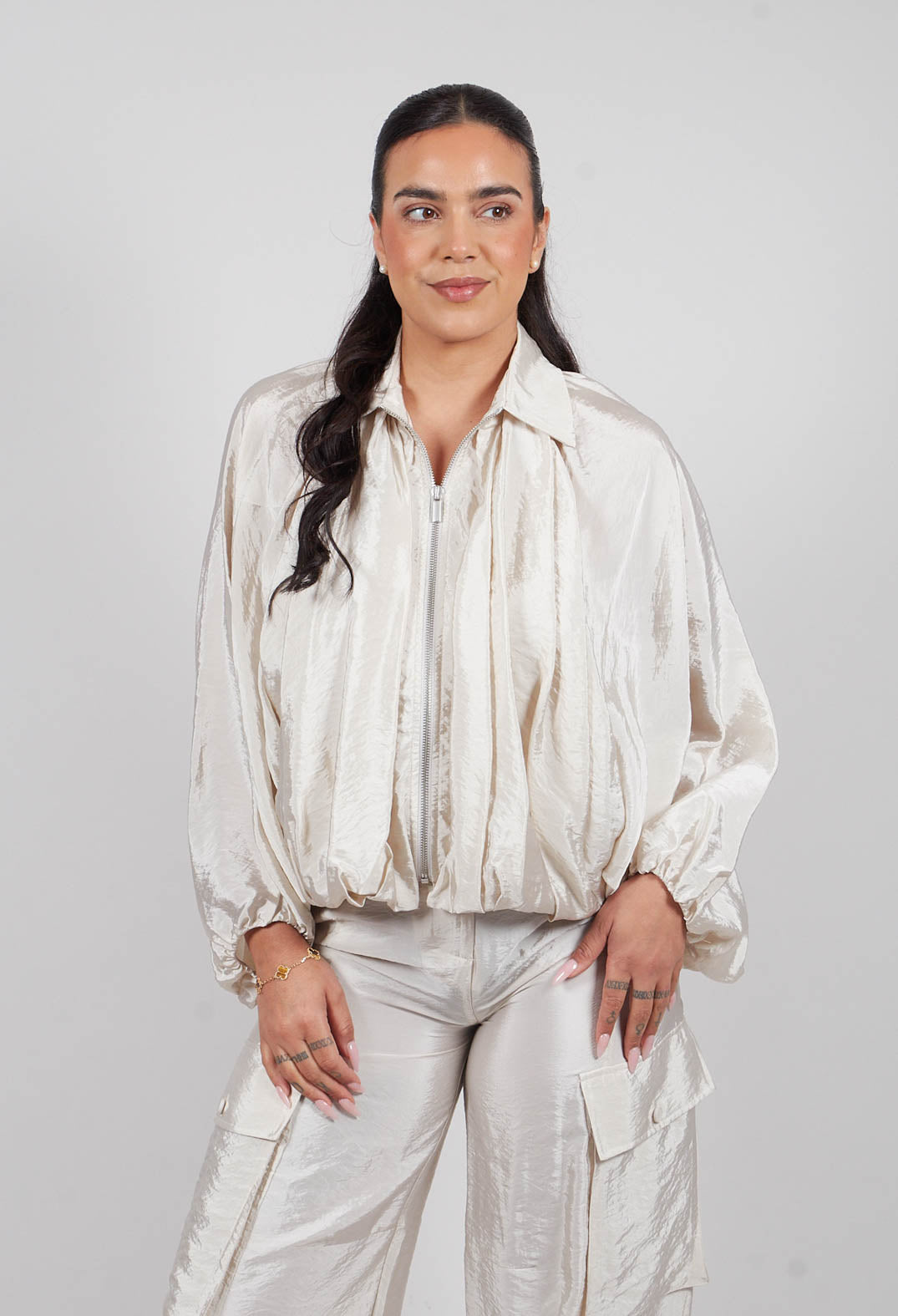 Bomber Jacket in Oyster