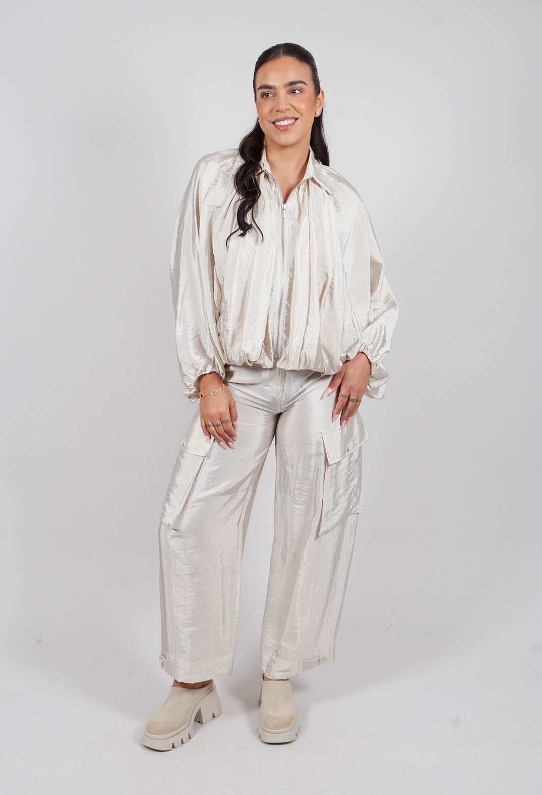 Bomber Jacket in Oyster