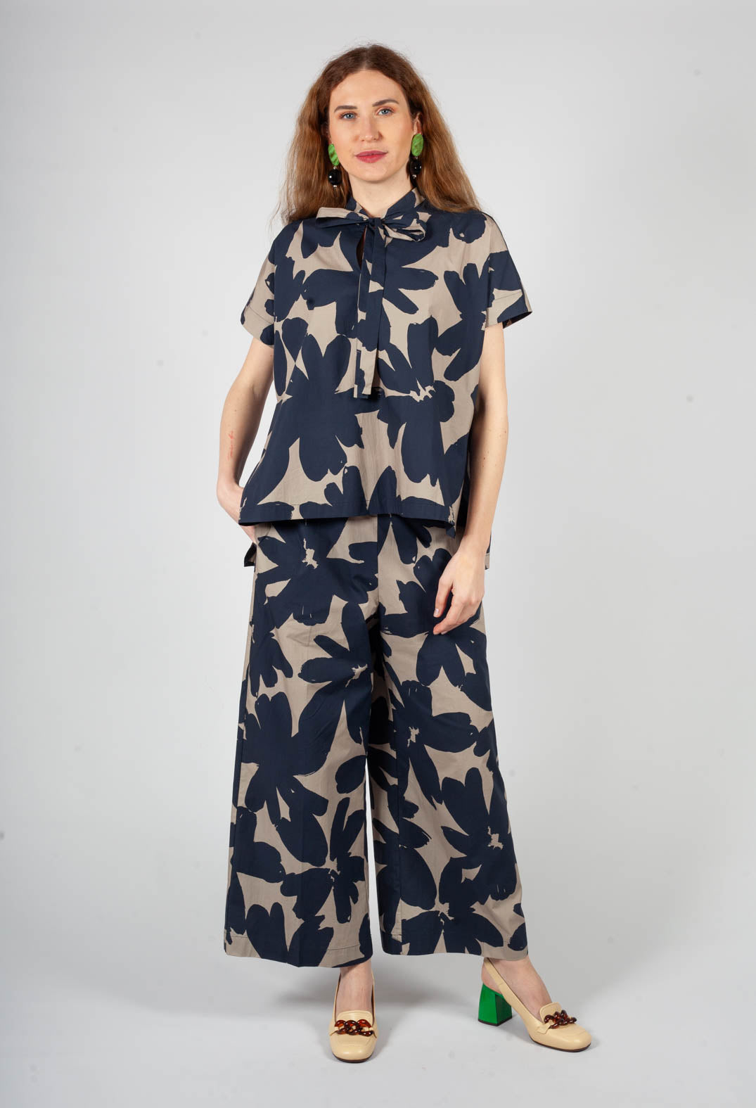 Straight Leg Trousers in Stampa Corda and Comet