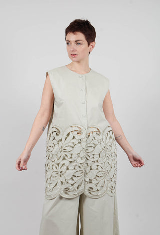 Lace Trim Shirt in Fog