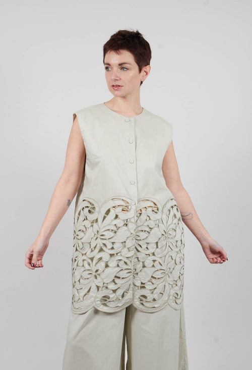 Lace Trim Shirt in Fog