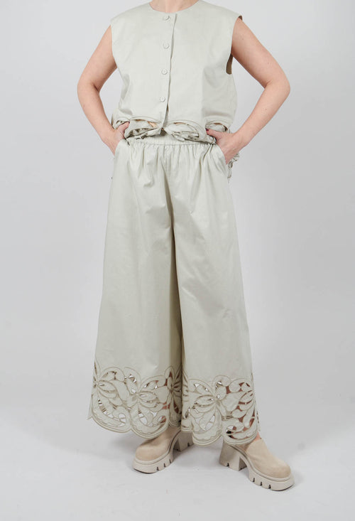 Lace Hem Trousers in Fog