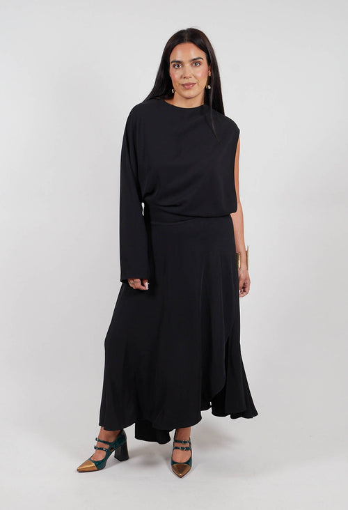 One Sleeve Dress in Nero