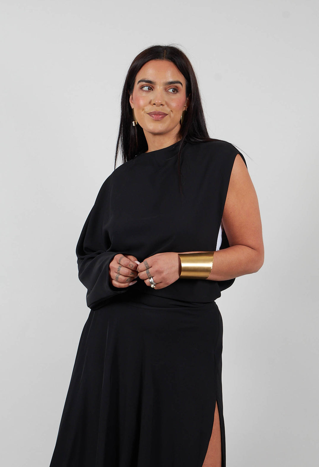 One Sleeve Dress in Nero