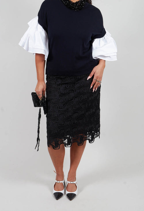 Cut Work Pencil Skirt in Nero