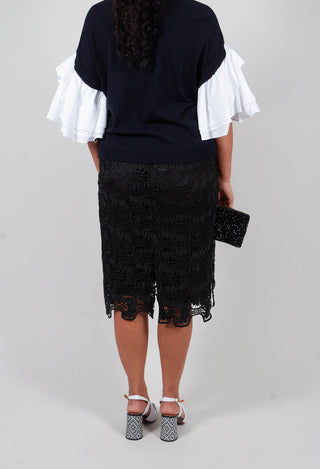 Cut Work Pencil Skirt in Nero