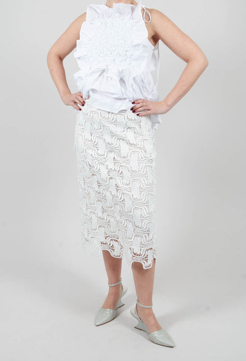 Cut Work Pencil Skirt in Off White
