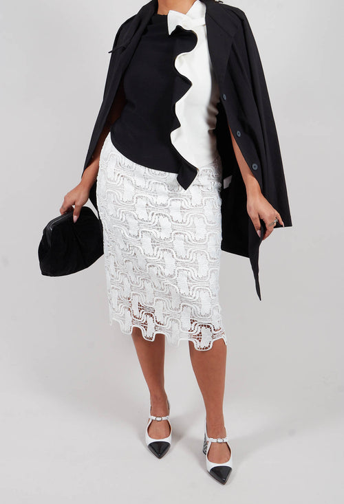 Cut Work Pencil Skirt in Off White
