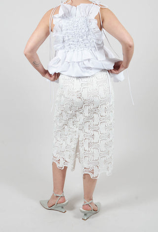 Cut Work Pencil Skirt in Off White