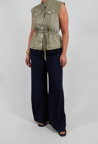 Caught Out Trousers in Dark Blue Pinstripe