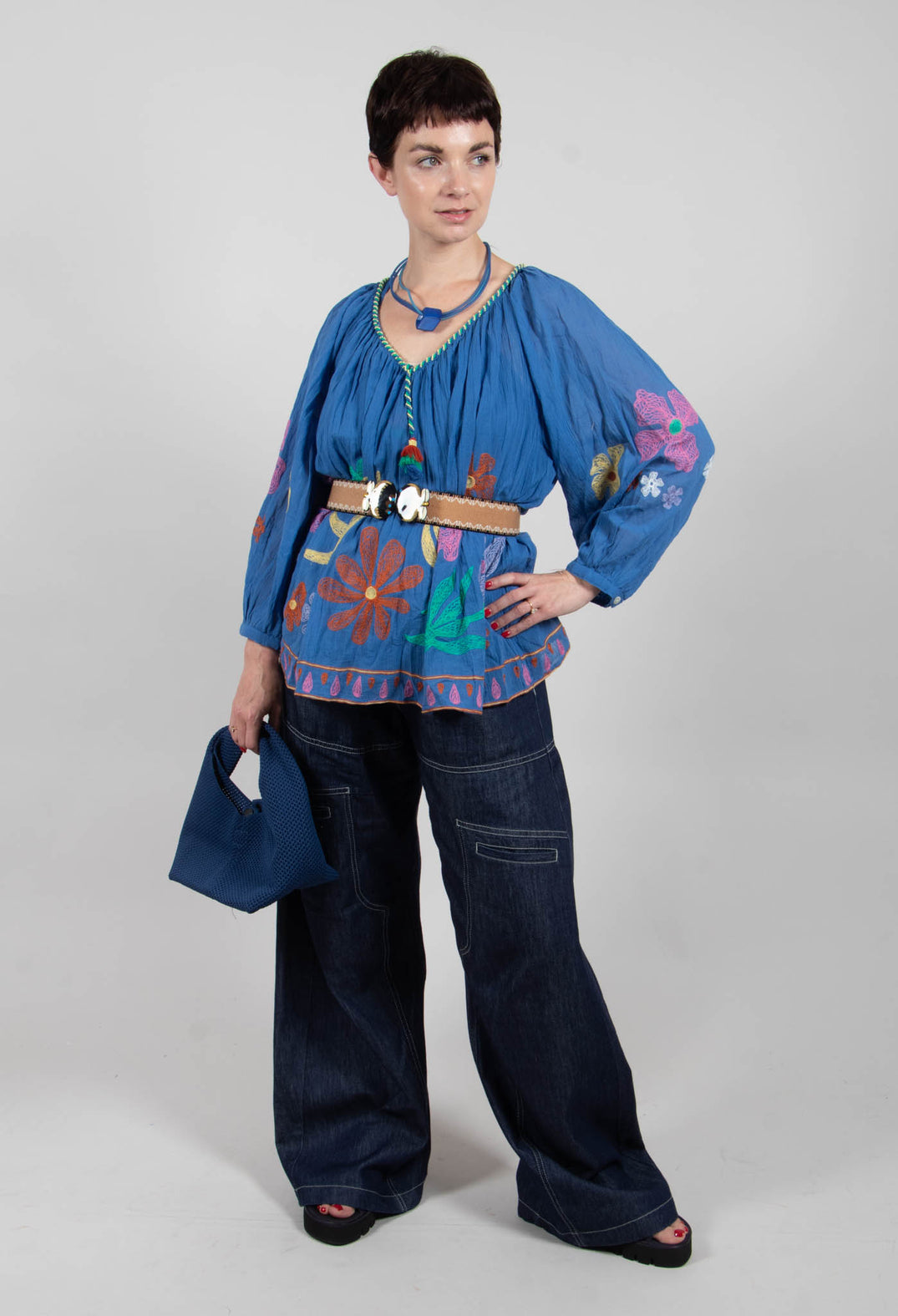 Bedford Blouse in Bleu and Petr