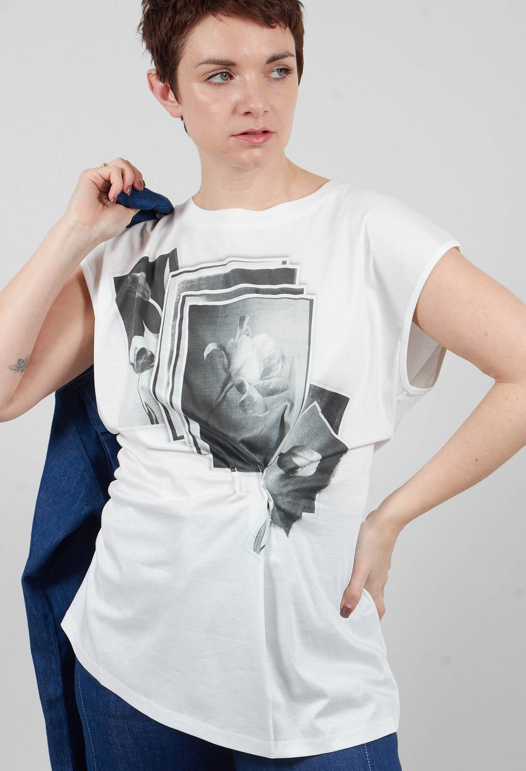 Symbol Jersey Top in White