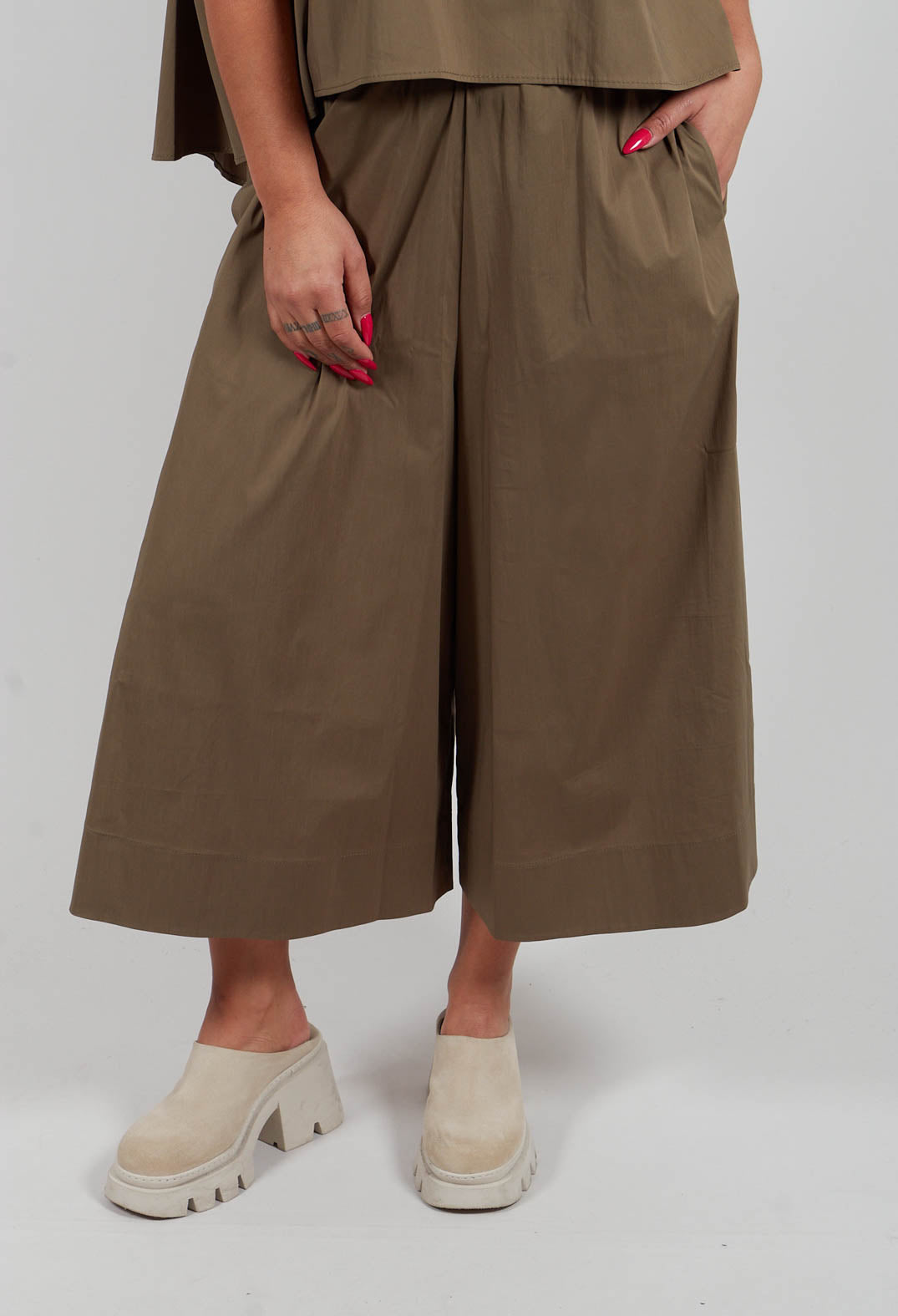 Pant Skirt in Dark Khaki