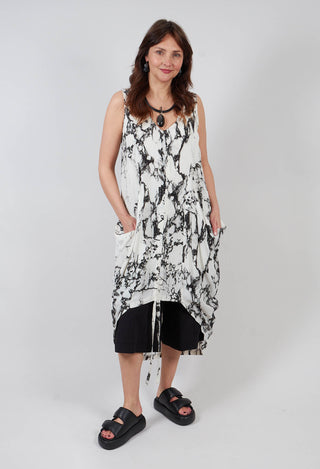 Aysmmetic Dress in Printed Viscose