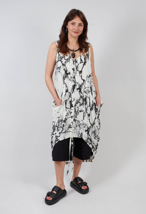 Aysmmetic Dress in Printed Viscose