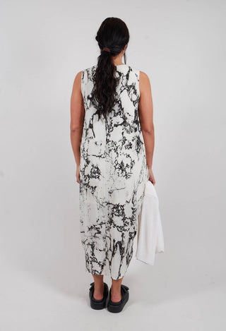 Aysmmetic Dress in Printed Viscose