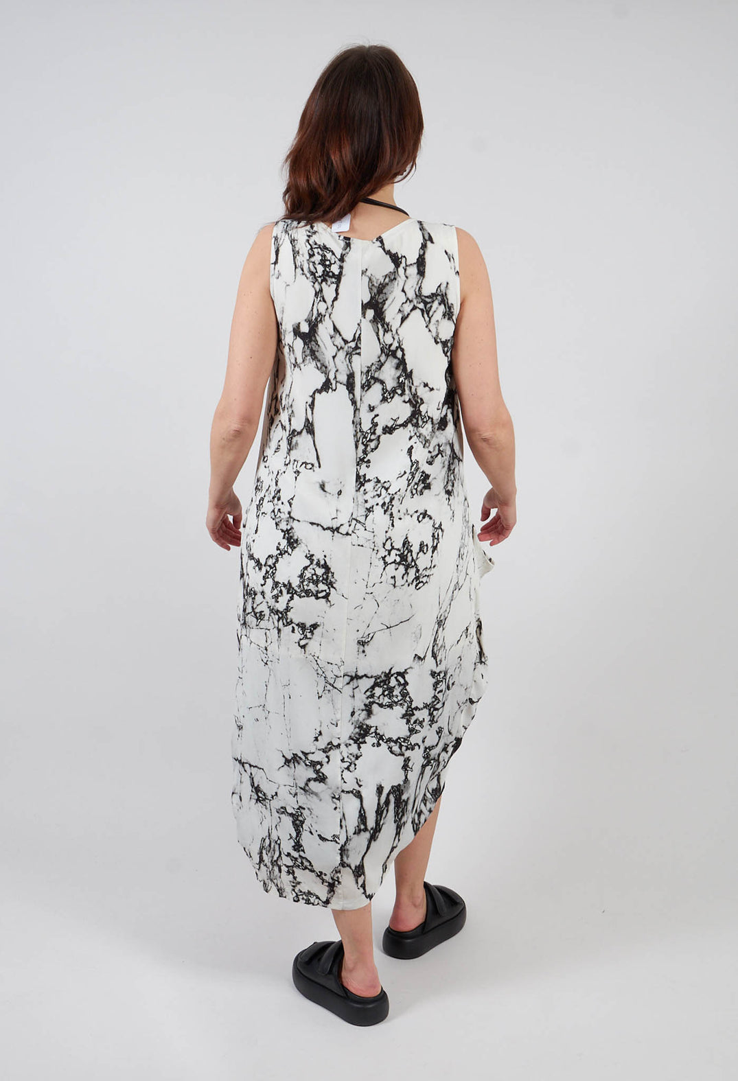 Aysmmetic Dress in Printed Viscose