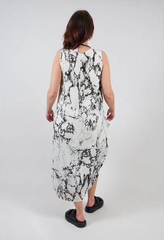 Aysmmetic Dress in Printed Viscose