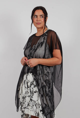 Aysmmetrical T-Shirt in Tulle Stretch Black