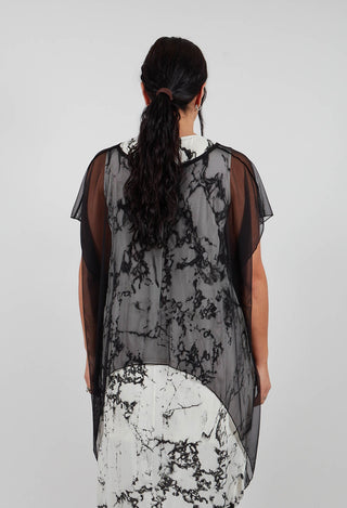 Aysmmetrical T-Shirt in Tulle Stretch Black